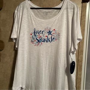 Casey Key Free To Sparkle Graphic Space Dye Short Sleeve Plus Size Tee 2X